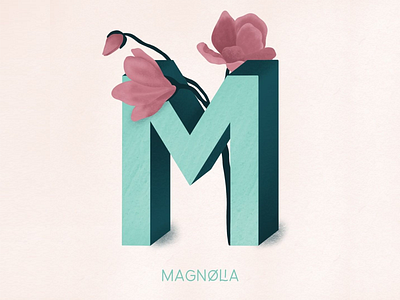 Magnolia 36daysoftype art design drawing flower illustration lettering letterm plant procreate