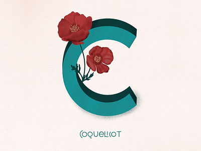 Coquelicot 36daysoftype art design drawing flower illustration letterc lettering plant procreate procreate art typogaphy