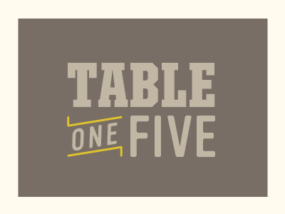 Table One Five brown free throw logo typography yellow