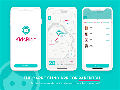 KidsRide -The carpooling app for parents app ui xddailychallenge