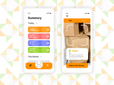 Recycle Sorting App app clean orange ui xddailychallenge