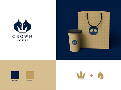 crown horse brand identity logo design luxury logo merchandise minimal minimalist logo negative space