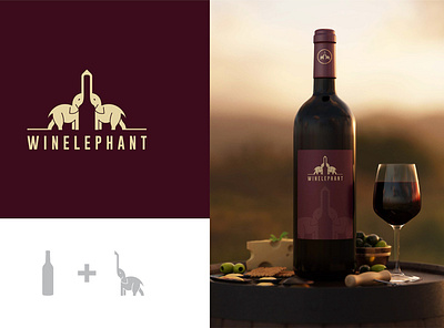 Wine Elephant elephant logo luxurious minimalist logo negative space logo wine logo