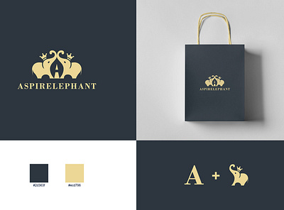 Aspire Elephant a letter logo elephant logo luxury logo minimal minimalist logo negative space logo