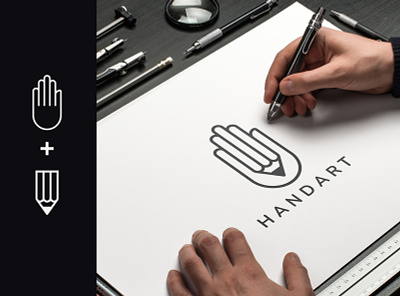Hand Art flat logo hand logo lineart minimal minimalist logo modern logo pencil logo