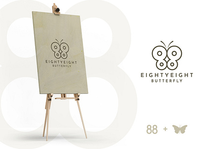 88 Butterfly 88 logo butterfly logo creative logo flat logo minimal logo minimalist logo modern logo numeric logo unique logo