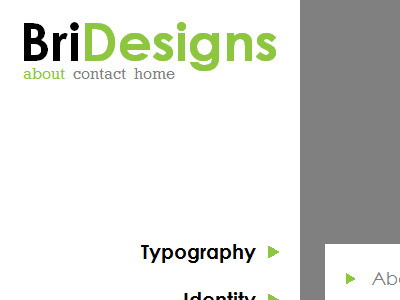 BriDesigns (Portfolio Site) about bridesigns color palette design portfolio sabrina typography website