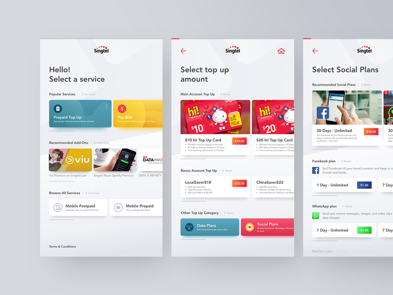 Singtel Self-Service Kiosk UI Exploration by Reynaldi Fachriza on Dribbble