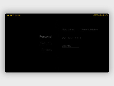 Bet Lassie | Settings page dark ui graphic design motion design responsive responsive design user experience userinterface ux uxdesign web design