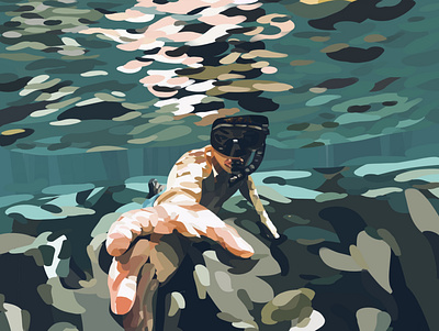 Watching The Sea digital art digital painting diving illustration procreate sea
