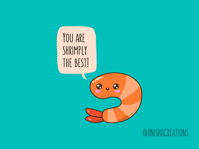Cute Shrimp Motivation cartoons character cute cute art design food funny graphic humor illustration kawaii motivation positive punny puns shrimp