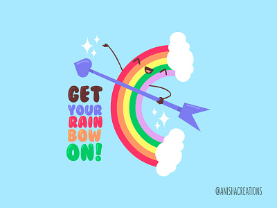 Rain Bow bow cartoons character colorful cute cute art design funny gay happy illustration kawaii love positivity pride puns rainbow