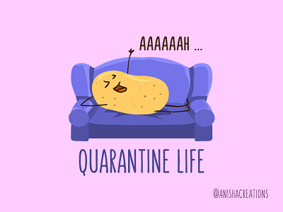 Quarantine Queen cartoons character chill comedy couch cute design doodles food funny geek humor illustration kawaii lazy potato puns quarantine relax sunday