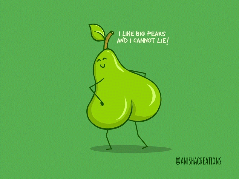 One Sassy Pear animated gif animation animation 2d art cartoons comedy cute food foodie fruit funny geek humor illustration lol pear quarantine sassy twerkin