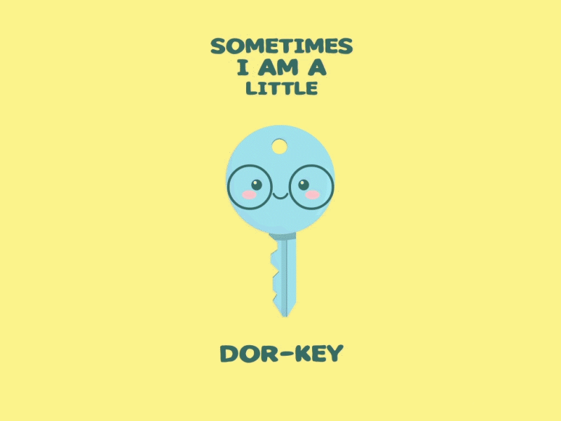 Dor-KEY adorable animated gif animation animation 2d cartoons character comedy cute design dorky funny geek gif humor illustration kawaii motion graphics nerd puns