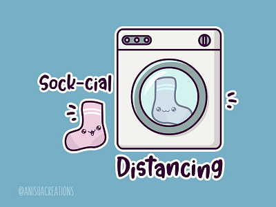 Sock-cial Distancing adorable art cartoons character cute cute art design funny geek graphic humor illustration kawaii pandemic puns quarantine social distancing socks story telling