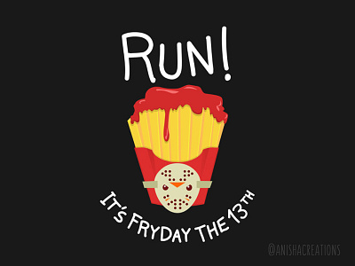 Bloody Fryday art bloody cartoons cute food foodie friday friday 13th fries funny geek halloween horror illustration movies puns trick or treat