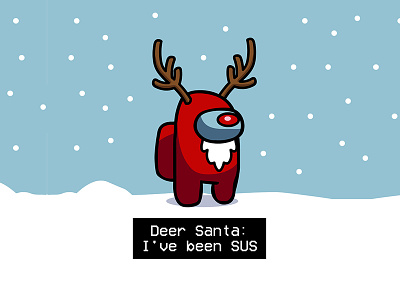 Deer Santa Christmas Among Us among us amongus cartoons character christmas design fanart free freebie freebies funny game holidays illustration impostor memes puns space sus