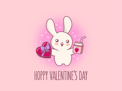 Valentines Day Bunny adorable bunny cartoons cute design dribbbleweeklywarmup funny gifts happy heart hoppy illustration kawaii love puns valentine day valentines valentines day card valentinesday