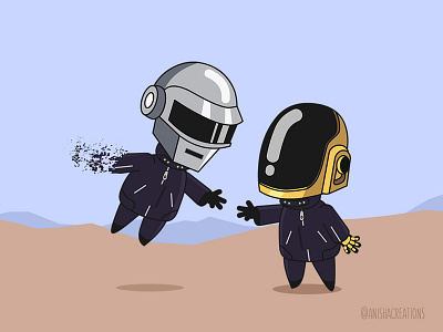 Farewell art cartoons character cute daft punk daftpunk design doodle electronic epliogue fanart geek history illustration music robots surreal tribute