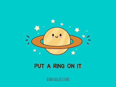 Saturn Ring art cartoons character cute design doodles funny geek humor illustration kawaii ring saturn space wedding