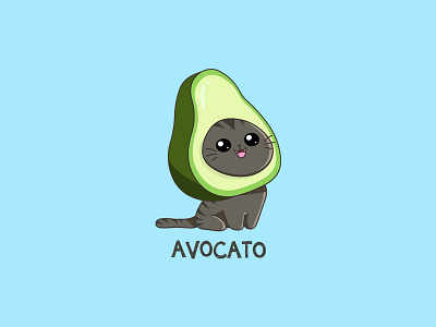 Avocato adorable avocado cartoons cat caturday character cute design food funny graphic design illustration kawaii kitty