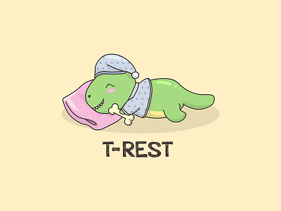 T-Rest animals baby cartoons character cute design dinosaur funny illustration jurassic kawaii mood nap pajamas puns rest sleep sunday t rex