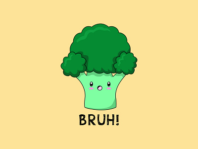 Broccoli Moment bro broccoli bruh cartoons character cute design doodles food foodie funny humor illustration kawaii memes puns