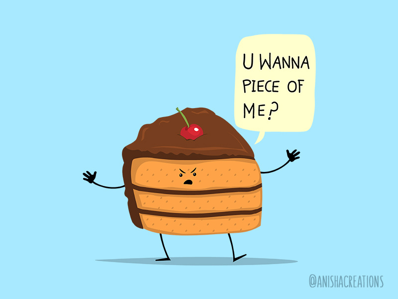 Trouble Baker character desing wordplay comic humor cake chocolate foodie food illustration funny cute art puns cartoons kawaii cute
