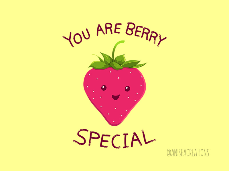 Fruity Truth cute art food cartoons illustration graphic design vector kawaii adorable positive vibes motivation special berry strawberry puns funny art cute