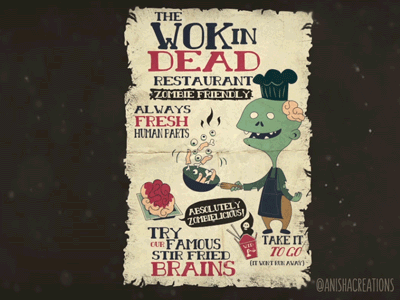 The Wok in Dead character design fan art food funny graphic halloween horror humor ilustration motion design motion graphics puns restaurant storytelling the walking dead zombies