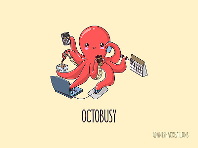 Octobusy animals cartoons character cute cute art design funny graphic humor illustration kawaii monday octopus office punny puns work