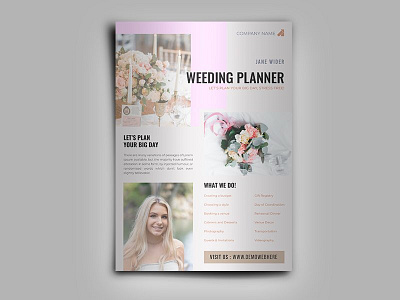 Wedding Planner Flyer Design. Event Flyer Template advertisiment clean commercial event family flyer leaflet love marriage married minimal wedding