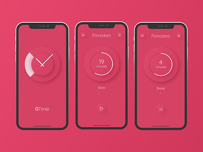 Pomodoro with Neumorphism app app design application art branding design generation illustration inovation mobile neumorph neumorphism pomodoro product production red trend trends 2020 ui ux