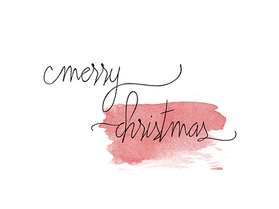 Merry Christmas ! :) red script type watercolour white space