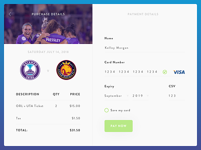 Daily UI - #002 - Credit Card Checkout checkout daily ui nwsl simple user experience design user interface user interface design
