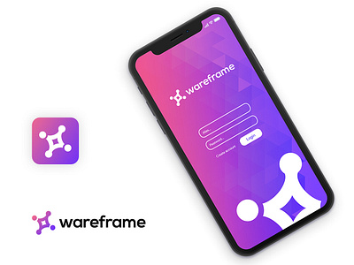 Wareframe App app branding design flat gradient icon logo logotype minimal ui