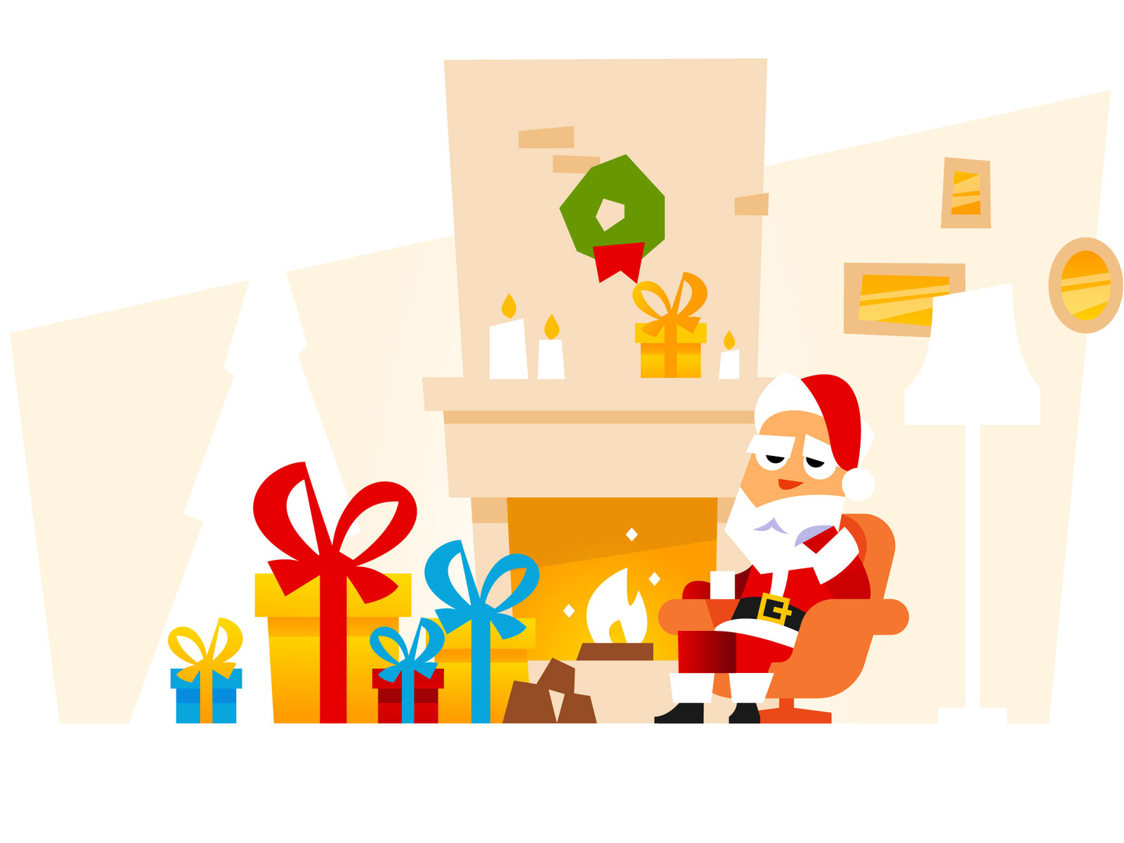 Santa In Front Of Fireplace by elmars on Dribbble