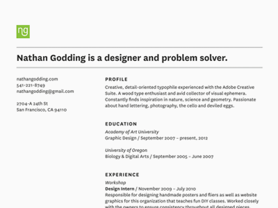 Resume Layout design grid national resume typography