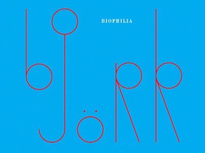 Circles biophilia bjork blue design lettering red typography