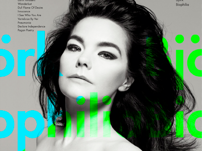 Portrait biophilia bjork blue design green grid typography