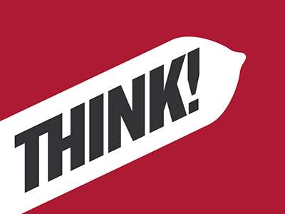 Think! aids condom poster red typography