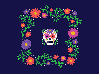 Day of the Dead flower illustration shirt skull square vector