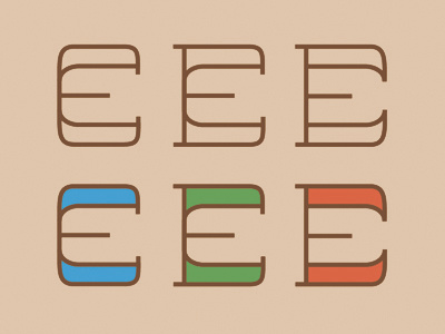 EEE blue brown custom e green orange typography