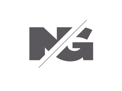 NG bold diagonal line monogram typography