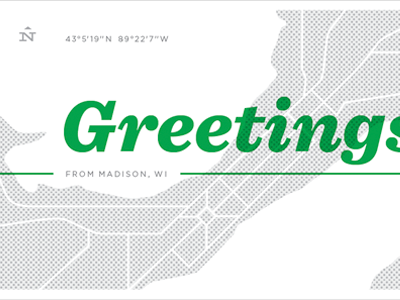 Greetings dots gps green halftone map typography