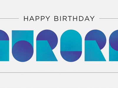 Aurora birthday blue geometry happy lettering typography