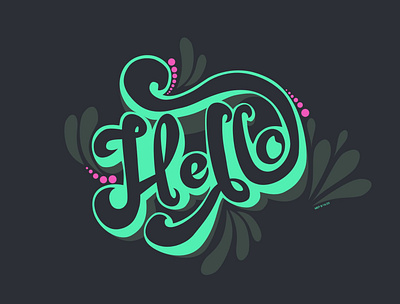 70s Lettering 'Hello' 70s 70sdesign 70sscript branding dark dark mode dark ui design flat graphic graphics illustration lettering letters typography vibrant