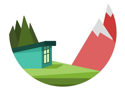 House in the Mountains design flat house illustration mountains