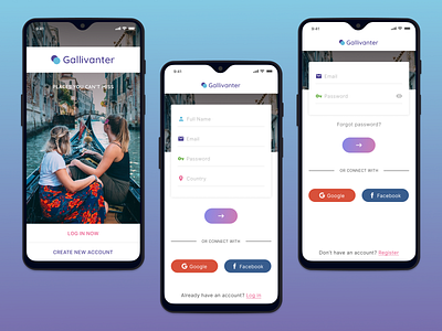 Gallivanter - A travel companion app design mobile app design travel ui ui design ux